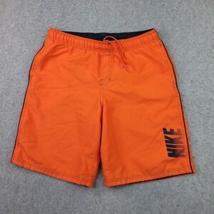Nike Swimming Trunks Shorts Mens XL Orange Drawstring Lined Comfort Waist 9" Ins